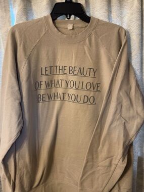 Women’s Beige Crewneck Sweatshirt with Inspirational Print